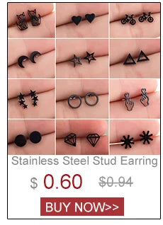 Stainless Steel Bat Stud Earrings