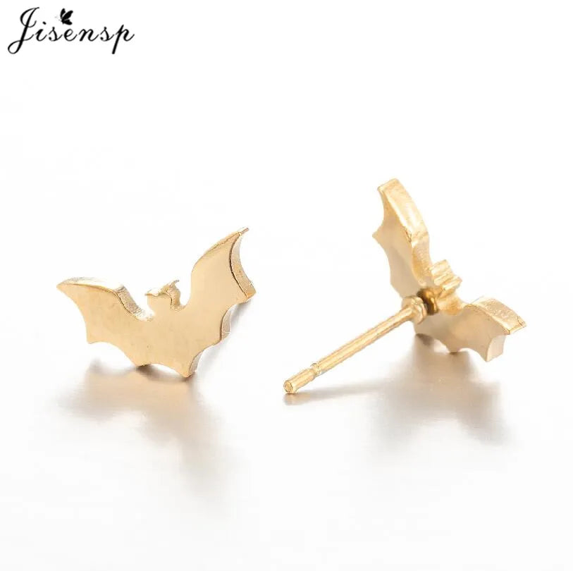 Stainless Steel Bat Stud Earrings