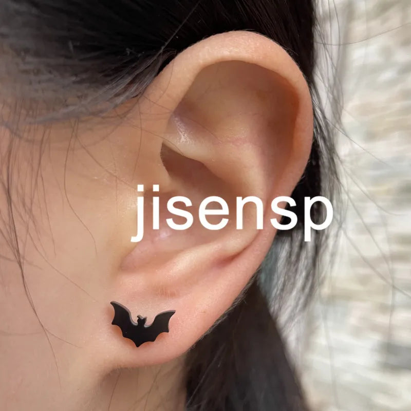 Stainless Steel Bat Stud Earrings