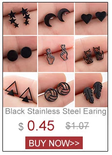 Stainless Steel Bat Stud Earrings