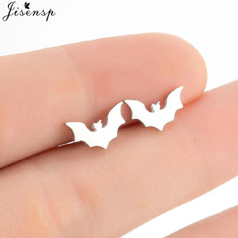 Stainless Steel Bat Stud Earrings