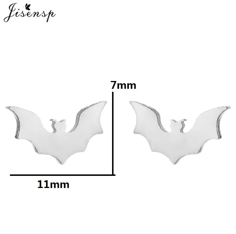 Stainless Steel Bat Stud Earrings