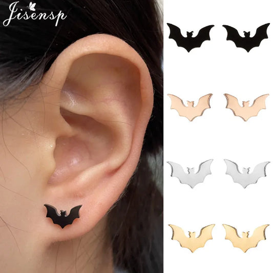 Stainless Steel Bat Stud Earrings