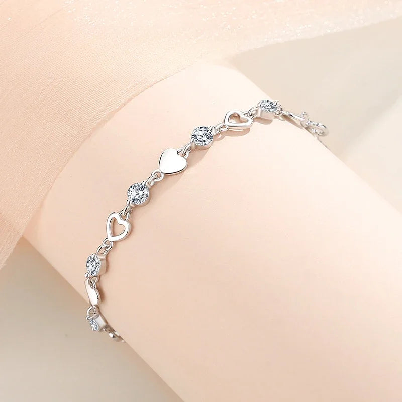 925 Sterling Silver Heart Shaped Bracelet