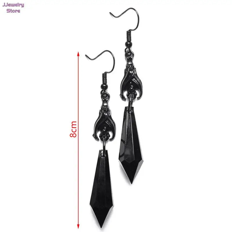 Bat Earrings with Red Teardrop Beads