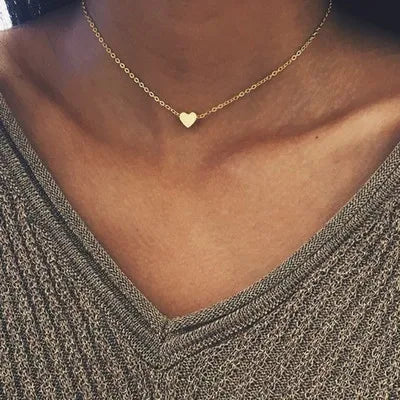 Pearl Choker Necklaces and small heart necklace