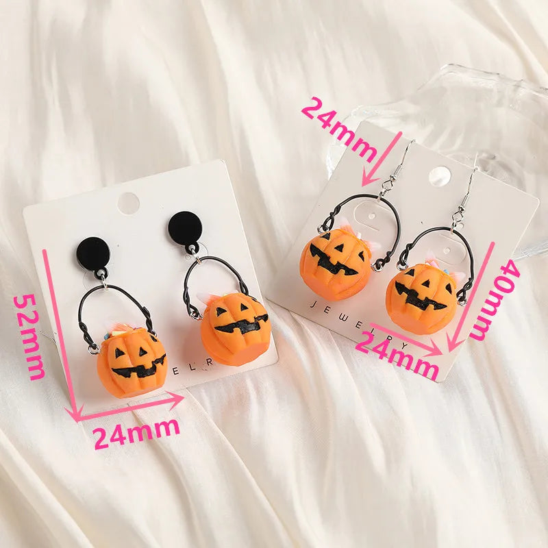 3D Resin Pumpkin Basket Earings