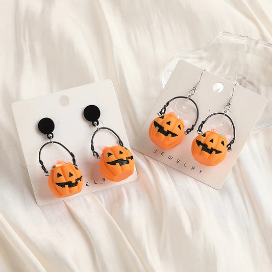 3D Resin Pumpkin Basket Earings