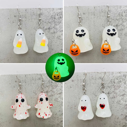 Tiny Glow-In-The-Dark Spooky Charm Earrings