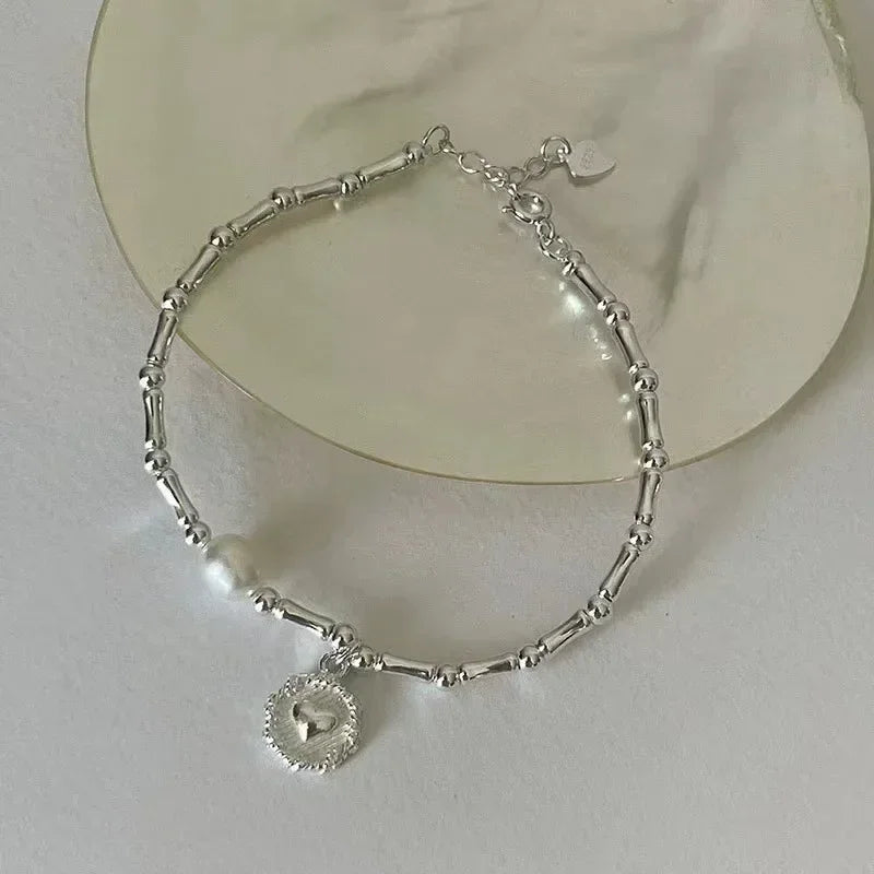 925 Sterling Silver Bracelet Pearls Knots Bracelets