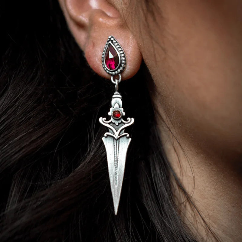 Vintage Medieval Gothic Sword Drop Earrings