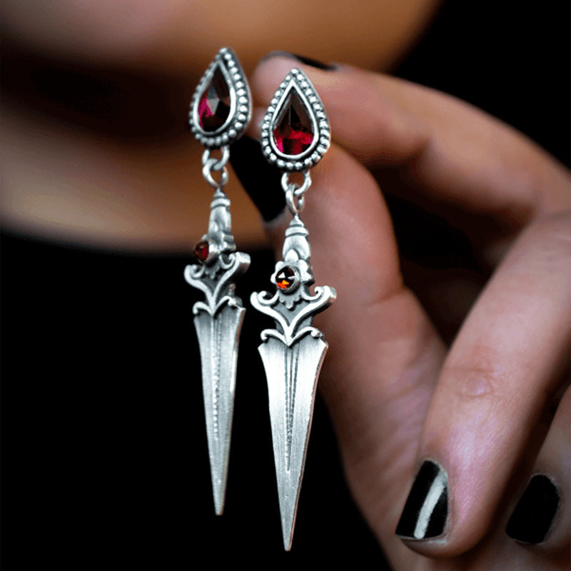 Vintage Medieval Gothic Sword Drop Earrings