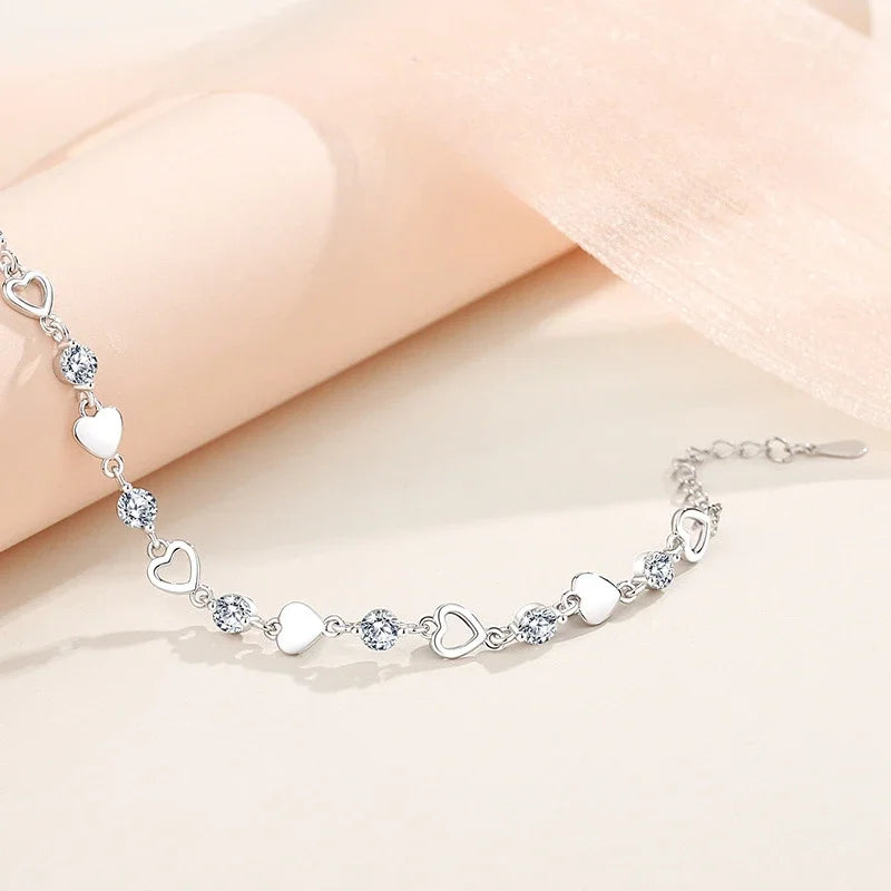 925 Sterling Silver Heart Shaped Bracelet