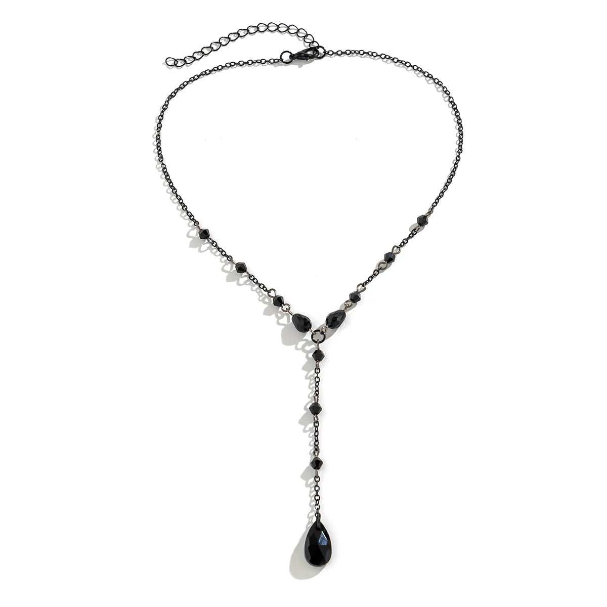 Goth Black Water Drop Crystal Chest Chain