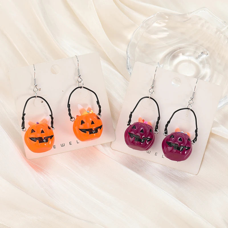 3D Resin Pumpkin Basket Earings