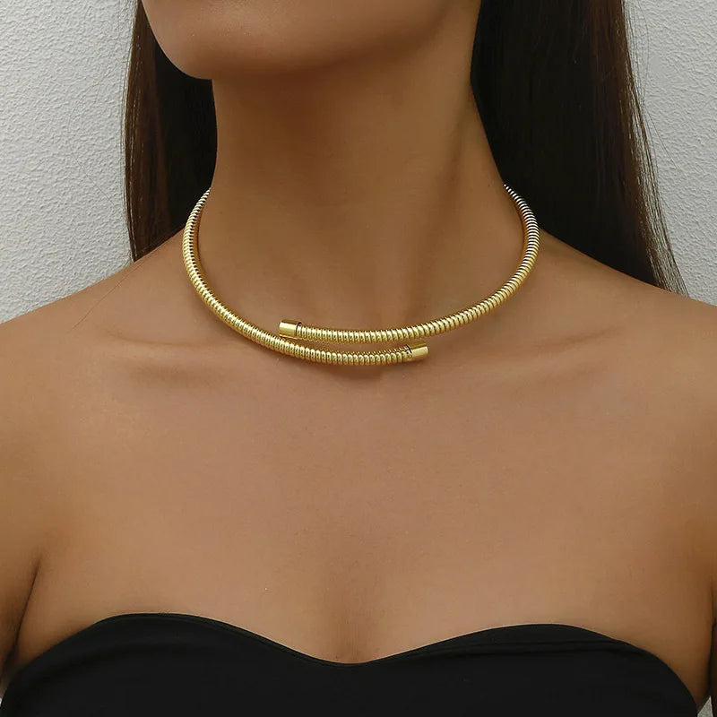 Adjustable gold plated choker