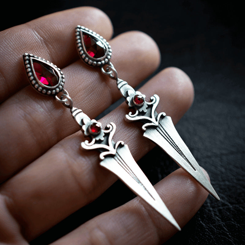 Vintage Medieval Gothic Sword Drop Earrings