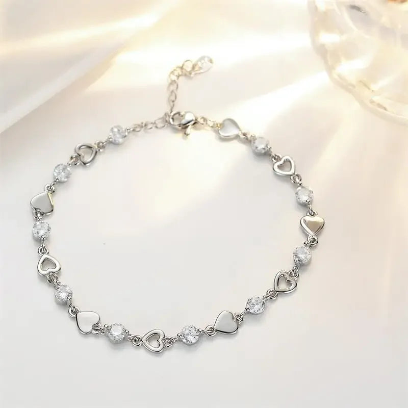 925 Sterling Silver Heart Shaped Bracelet